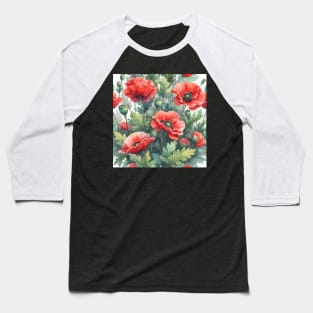 Red Poppy Flower Baseball T-Shirt